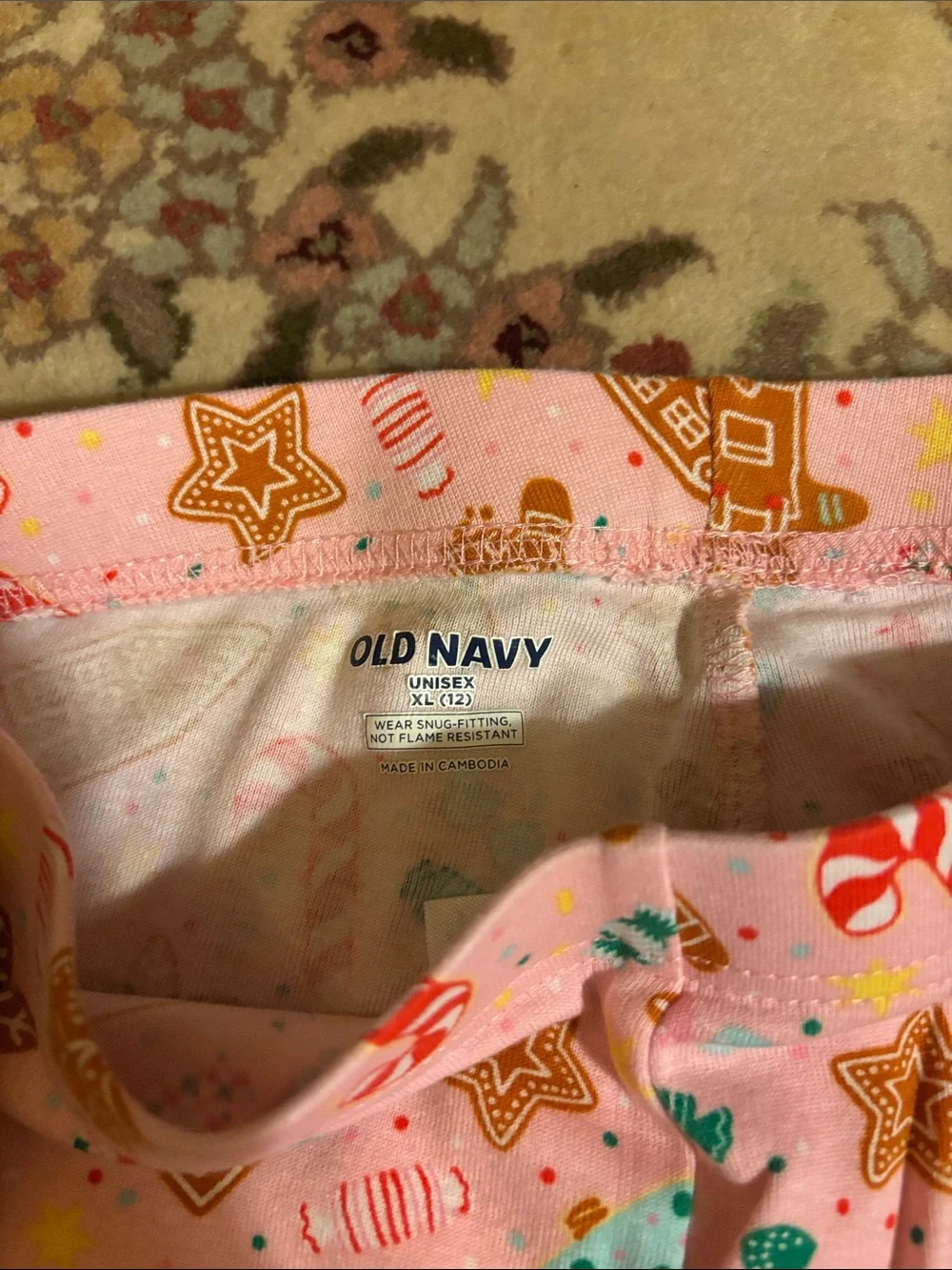 Old Navy Pink Holiday Gingerbread & Candy Cane Kids Pajama Set